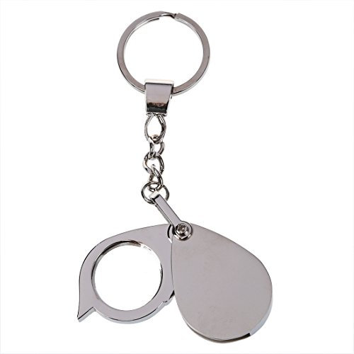 10-fach 20mm Juwelier Lupe mit Schlüsselanhänger, klappbar, Taschenlupe, Silber, Glaslinse, 48g, MAGNIFIER