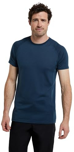 Mountain Warehouse Summit Mens Merino Baselayer T-Shirt – Extra Warm Wool, Round Neck Tee, Short Sleeves – Ideal to Wear As A Thermal Top in The Winter Navy (02) XL