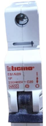 BTicino - Interruptor automático magnetotérmico 1P 1 polo 20 A 4500 - Bticino Legrand E81A/20
