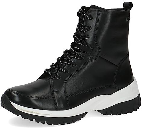 CAPRICE Damen Stiefeletten zum Schnüren Airmotion aus Leder mit Reißverschluss Weite G, Schwarz (Black Nappa), 37 EU