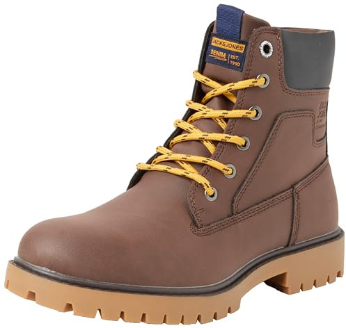 JACK & JONES Jfwfinius PU Nubuck Boot, Botines con Cordones de Poliuretano Hombre, Java, 41 EU