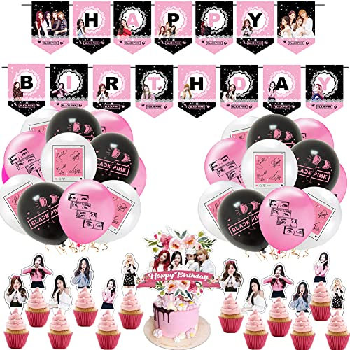 Ropniik BP Geburtstagsdeko,44 Stück BP Luftballons Geburtstag, BP Geburtstags Banner,BP Cake Topper,Cupcake Topper Für Kinder Party Dekoration