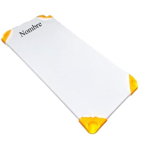 Sábana de algodón Ajustable para Cama de Guardería. Sabana Bajera de hamacas de guarderia. Personalizable con Nombre (1unidad Blanco)