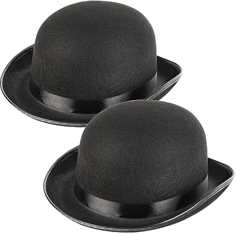 Schramm® 2 Stück Melone Bowler Hut rund Melonenhut schwarz für Erwachsene Chapeau Zylinderhut Melone Bowlerhut Wollfilzhut Damen/Herren Filzhut aus Wollfilz