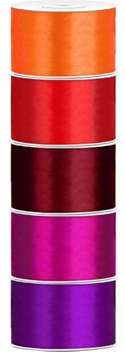 Satin Geschenkband 38mm 5 Farben je 25m lang orange rot weinrot fuchsia lila Schleifenband Geschenkverpackung Geburtstag Hochzeit Weihnachten