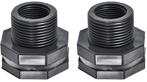 M METERXITY 2pz PVC Passaparete Raccordo - Doppio Filettato Passaparete Acqua Serbatoio Connettore, con Silicone Guarnizione, Applica a Acquari, (G3/4 Femmina 1,5 Maschio, Grigio)