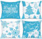 Lanpn 4 Stück Weiß und Blau Kissenbezug Weihnachten Kissenhülle 45x45 cm, Winterliche Schneeflocken Dekorative Weihnachtskissen für Weihnachtsdeko Christmas Bettwäsche Sofa Decorations (Hellblau)