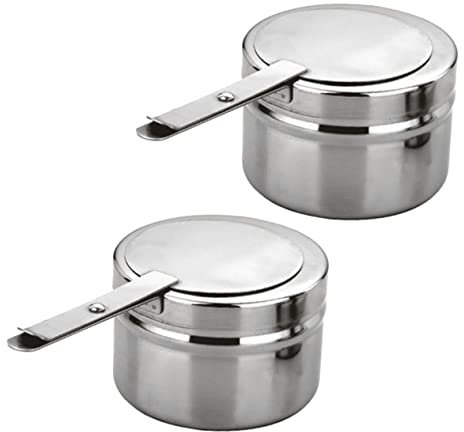 BESTonZON 2pcs Dish Burner Fuel Holder Catering Trays and Warmers Buffet Kit Disposable Fuel Holder for Chafers Food Warming Trays Gel Burner Tin Fuel Cans Chafing Fire Boiler Rack Portable