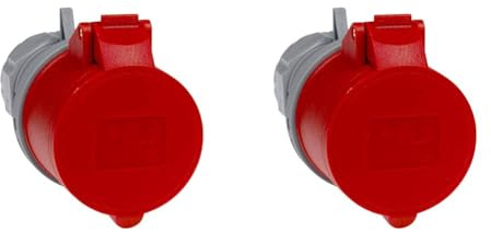 as - Schwabe CEE-Kupplung – 400 V / 16 A Kupplung mit Schraubanschlüssen – CEE-Adapter 5-polig / 6 h für den Außenbereich, Baustellen & Outdoor geeignet – IP44 – Grau/Rot I 60425 (Packung mit 2)