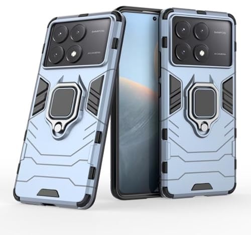 COMAKU Ultra Armor Case for Xiaomi Poco X6 Pro, TPU+PC Shockproof Cover with Ring Kickstand - Blue