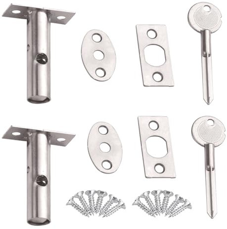 2 Sets Bolt Lock,Door Lock with Key,Door Security Rack Bolt, Stainless Steel Door Bolts with Matching Screws for Doors Windows
