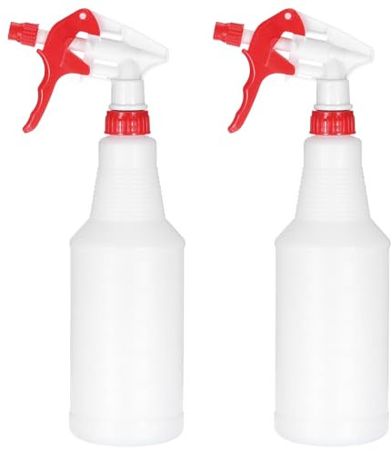 PATIKIL 750ml/24oz Plastic Spray Bottles, 2pcs Adjustable Nozzle Leak Proof Empty Water Mist Stream Sprayer for Cleaning Solutions Plants Hair, Red