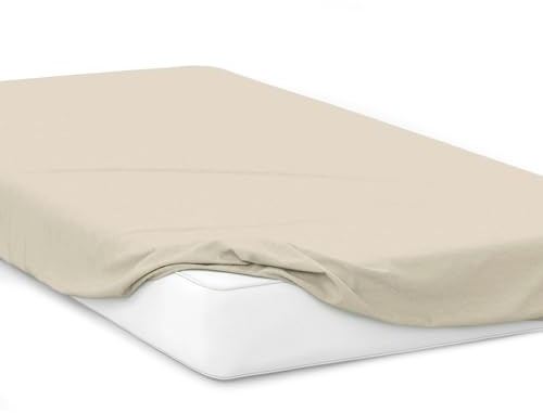 Mixi Trends Spannbettlaken Jersey Spannbetttuch 100% Baumwolle Bettlaken Bettlaken, Größe:70 x 140 cm, Farbe:Beige