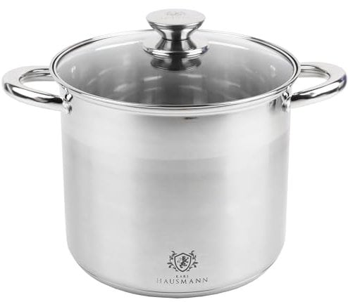 KARL HAUSMANN Pentola grande in acciaio inox – 11,1 l – Ø 26 cm – grande pentola a induzione adatta a tutti i piani cottura – pentola con coperchio – pentola per spaghetti – pentola in acciaio inox