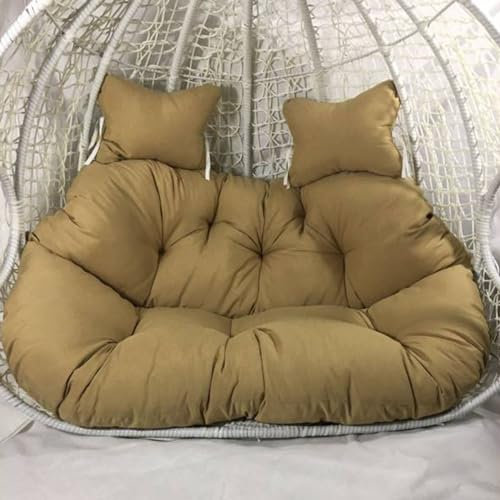 RUYICZB Doppel Hängesessel Ei Stuhl Kissen, Hängende Hängematte Stuhl Sitzkissen Ersatz, Verdickt 2 Personen Wicker Swing Stuhl Für Outdoor-Garten, Wasserdicht Und Flauschig,Khaki