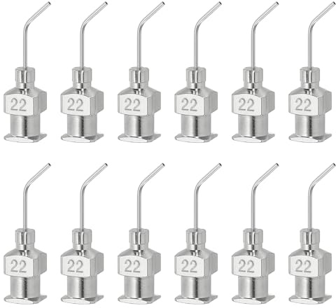 PATIKIL 12 Stück Gebogene stumpfe Spitze Dosiernadel 22G 0,5 Zoll Edelstahl | Flüssigkeitsdosierer, Gebogene Flussnadeln, Mit Luer-Lock, Zum Nachfüllen von Flüssigtinten