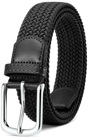 MATLAB Stretchgürtel für Damen & Herren – Elastischer Flechtgürtel aus Stoff, Verstellbar & Dehnbar, 3,3 cm breit, Länge 110 cm, Schwarz