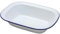 AMK® Falcon Oblong Pie Dish 18cm Suitable for Baking Roasting Basting Traditionally Enameled with Blue Rim Dishwasher & Oven Safe