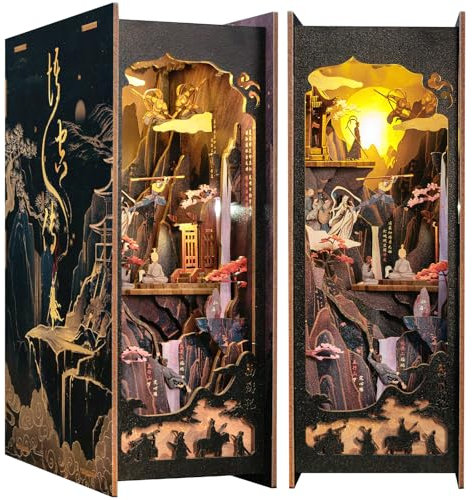 CUTEBEE Book Nook Kit-DIY Miniatur Puppenhaus Booknook Bausatz,Holzkunst Buchstütze,Haus Modell Kits für Erwachsene zu Bauen Geschenke(The Legend of Wu Kong)