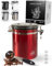 Pro@Home43® Boîte à café hermétique 500 g – Rouge – Récipient de conservation pour grains de café 1,5 l en acier inoxydable avec fonction calendrier, cuillère doseuse et 4 valves de rechange C02,