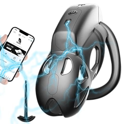 Guspiun APP Smart Peniskäfig mit Elektro Schock Keuschheitskäfig Set Mit 3 Penisringe Männer Wireless Chastity Cage BDSM Fetisch Bondage Keuschheitsgürtel Erotik Sex Spielzeug für die Paare
