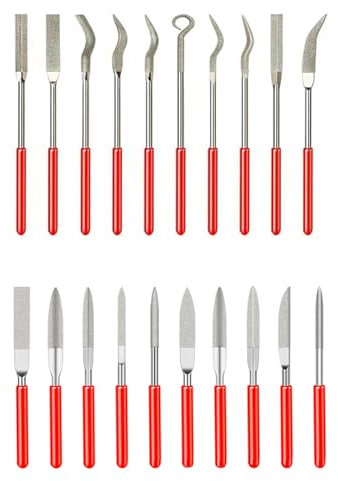 20 Pcs Diamond Needle File Set, Needle Files 140mm Metal File Small File Set Diamond Files,Mini Needle Jewelry Files Dental File Tool Kit for Metal Glass Stone Wood Jewelry Carving