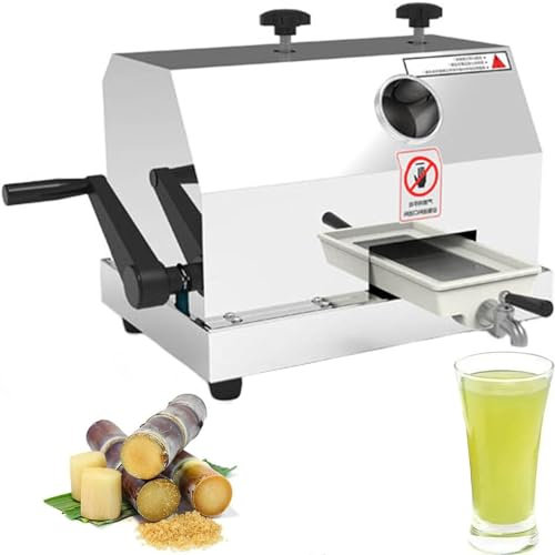 XCSCUK Zuckerrohrsaftmaschine, kommerzielle Zuckerrohrpresse, 3-Walzen-Zuckerrohr-Entsafter, für Obstläden, Getränkeläden
