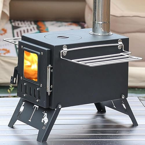 WUDLEP Tent Camping Stove, Tent Stove Wood Burning Stoves, Portable Stainless Steel Tent Wood Stoves with Chimney Pipes Portable Camping Cookware for Camping Heating Lodging Cooking