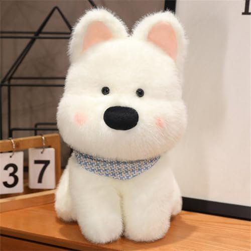 Uixxducc Kuscheltier Hund Plüschtier Niedlich Plushie Welpen Spielzeug Kinder Stofftier zum Kuscheln und Spielen Kawaii Deko Puppen Geschenke (25 cm,Weiß)