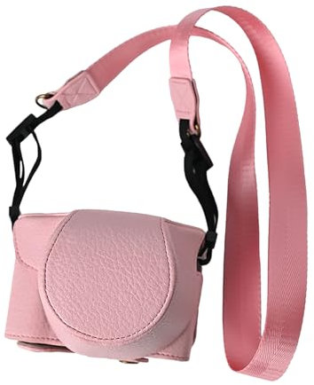 VOVMOEYA Protective Camera Case for Fujifilm XM5 Mirrorless Camera,Fuji X-M5 Camera Case Fuji XM5 Half Case with Front Cover with Shoulder Strap Full Protection Snap Button-Pink