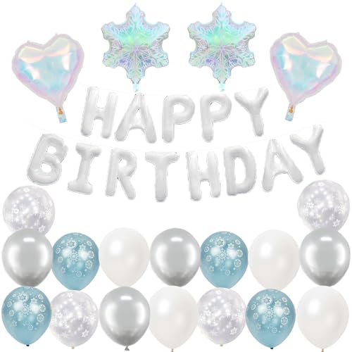 Geburtstagsdeko Weiß Schnee Happy Birthday Girlande Luftballons Schneeflocke Winter Deko Geburtstag Mädchen Happy Birthday Deko Frauen