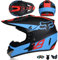 Casco Moto Per Ragazzi Casco Motocross Bambini Caschi Cross Per Adulti Uomo Casco Moto ATV Casco Integrale Enduro MTB Certificato DOT/ECE Con Occhiali Maschera Guanti Casco Da Discesa,Blue/C-L
