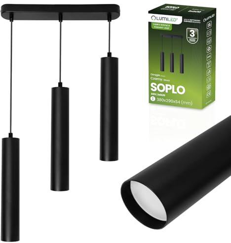 Lumiled Pendelleuchte Hängelampe Pendellampe verstellbar 3 flammig Modern Hängeleuchte 290mm aus Aluminium Esstischlampe schwarz Lampe Esstisch Wohnzimmerlampe hängend 3xgu10 Fassung