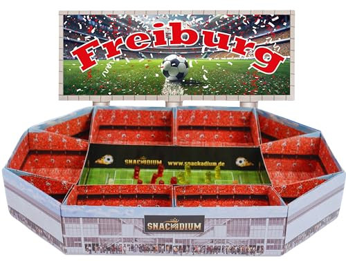 Fußball Snackstadion -Teamfarbe und Verein wählbar - Fussball Stadion zum befüllen passend für deinen Spieltag/Party und Event. Lebensmittelecht und wiederverwendbar (Freiburg)