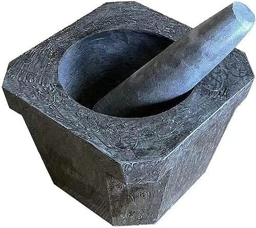 BESTHAHA Juego de mortero y Maja, Juego de mortero y Maja, Mortero y Maja de Granito de Alta Resistencia, Juego de mortero y Maja