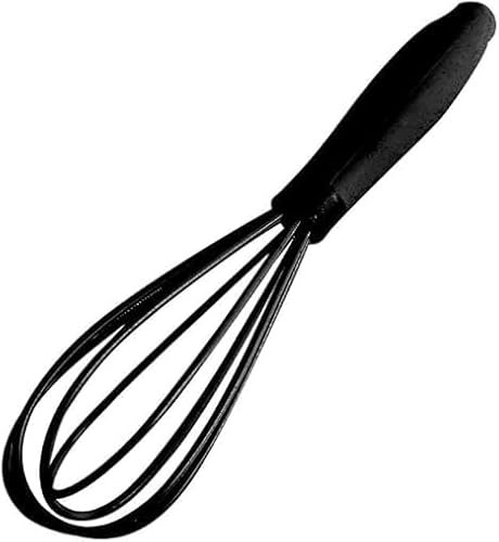 1 mini frusta in silicone nero, 17 cm, antigraffio, antiaderente, frullatore per latte e uova, frullatore per uova a mano, frusta da cucina per cucinare, cuocere, mescolare, mescolare, cucina e sala