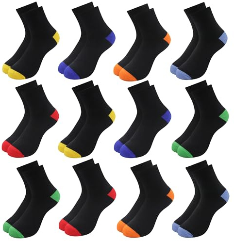 Uizuooy Chaussettes Enfants Garçons Filles Chaussettes de sport Football Coton Unisexe Chaussettes colorées Chaussettes de compression Enfants Respirantes Chaussettes de Tennis 12 paires