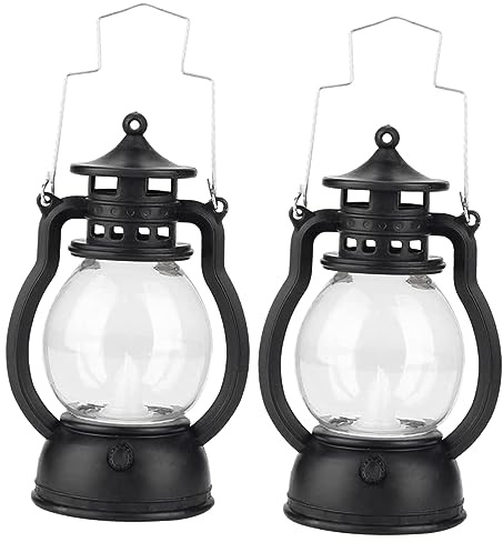 Vaguelly Led Petroleumlampe Retro Kunststoff Schwarz Flackerndes Led Licht Kompakte Dekorlampe Für Weihnachten Halloween Und Indoor