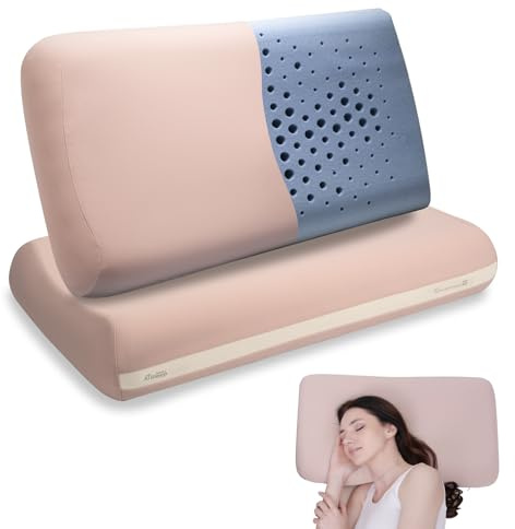 AiSleep Schlafkissen Memory Foam, Ergonomisches Kopfkissen, Memory Foam Kissen Pillow Kissen für Seiten, Rücken & Bauchschläfer - Rosa
