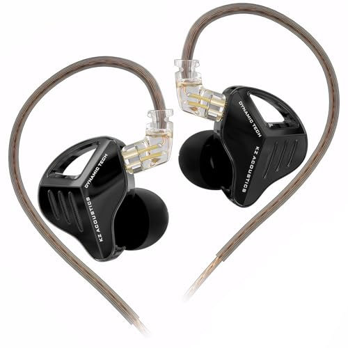 KZ ZVX Pro Dynamic in-Ear Headphones - HiFi Sound Quality Earbuds, High-Fidelity Monitoring Earphones for Music, 0.75mm 2Pin Replaceable Cable (Without Mic, Black)