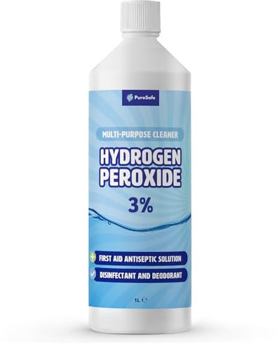 Pure Safe Hydrogen Peroxide 3% Solution 1 ltr – Multi-Purpose Household Cleaner, Surface Disinfectant, Mould and Mildew Remover, Stain Fighter, Grout Whitener, Kitchen and Bathroom Sanitiser