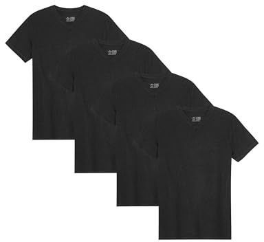 DANISH ENDURANCE Kurzarm Herren T Shirt aus Modal & Bio-Baumwolle, V-Ausschnitt, 1er, 2er oder 4er Pack Schwarz L