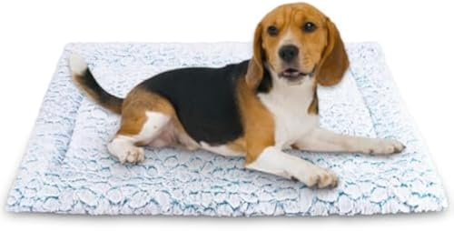 Aspand Kurzes Hundekissen aus Plüsch, für große Hunde, Hundematratze, 75 x 50 cm, Hundeteppich, leicht zu reinigen, Blau