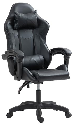 Panana Gaming Chair Ergonomic High-back, Computer, Office, Study, Swivel, Reclining Gamer Chairs with Headrest and Lumbar Support (Black)