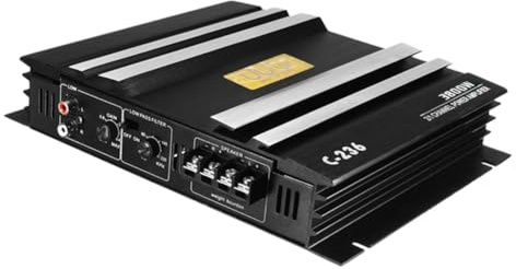 Sujurio Amplificatore per auto in lega di alluminio nero ad alta potenza C-236 3800W 2 canali per subwoofer auto