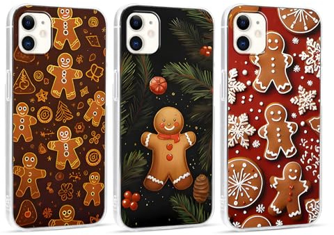 Coalbooliy 3 Stück Handyhülle für iPhone 11 6,1, Weihnachten Hülle Durchsichtig Aesthetic Muster Schneeflocken Frauen Mädchen Christmas Design Dünne TPU Bumper Silikon Stoßfestes Schutzhülle, 3