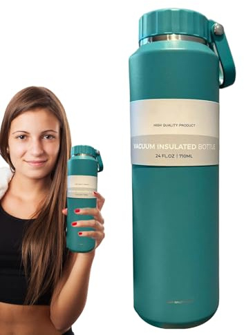 Bouteille Isotherme, Gourde de Randonnée en Acier Inoxydable, 710ml Portatif Vacuum pour Randonnée École Voyage Camping Vélo Sports Activités Extérieures