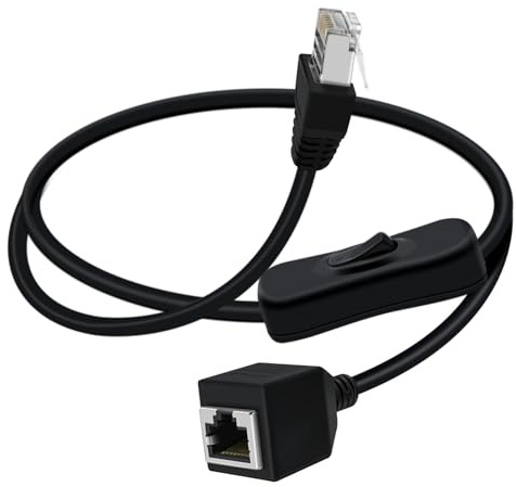 YINGAYOU Cat6 Ethernet Verlängerungskabel mit Schalter 1000Mbps RJ45 Verlängerungskabel mit Schalter Ethernet Verlängerung Kurz für Laptop, PC, Router und MC (Gerade, 0.6 m/2 ft)