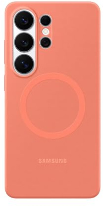 Samsung Silicone Magnet Smartphone Case EF-ES948, Hülle für das Galaxy S26 Ultra, Handy-Hülle mit Magnetring zur Anbringung von Zubehör, Silikon, Schutz Case, stoßfest, dünn und griffig, Coral Red