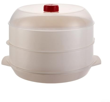 Microwave Oven Steamer Vegetable Steamer for Microwave with Transparent Lid Upgraded Adjustable Steam Control, 25x22cm PP, Even Cooking & Nutrient Retention, Scratch Resistant Base(Double thickness)